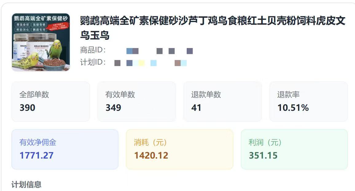 电商带货 Agent 商品计划收益样例